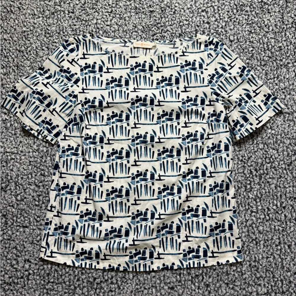 Tory Burch Cotton Geometric Patterned Blouse